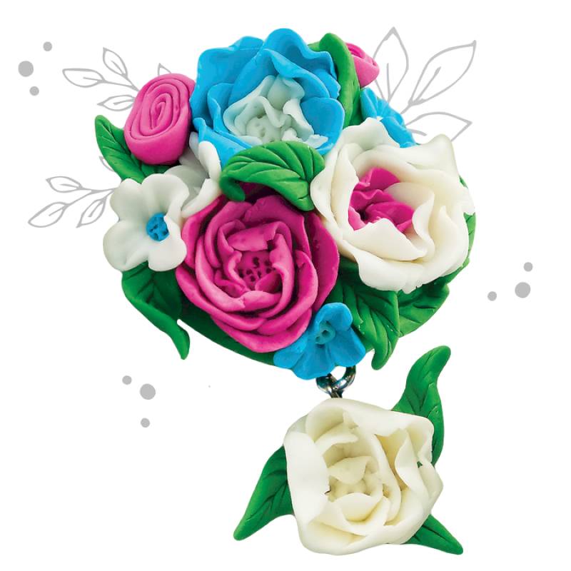 Брошь из полимерной глины своими руками 'Цветы'