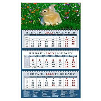 2023 Календарь Год кролика. На цветущем лугу